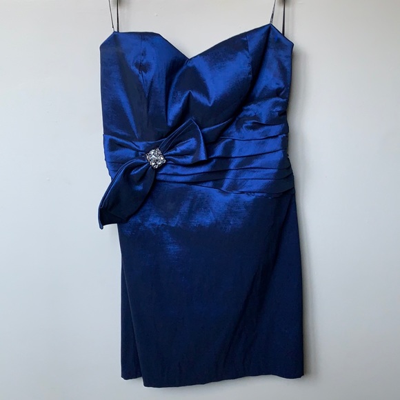 NWOT Forever 21 Plus Strapless Rhinestone Sapphire Dress - Picture 1 of 13